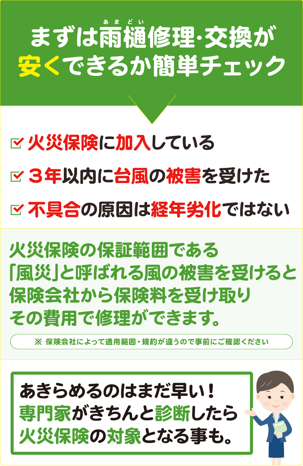 雨樋の修理 交換を火災保険を利用して直す相談窓口